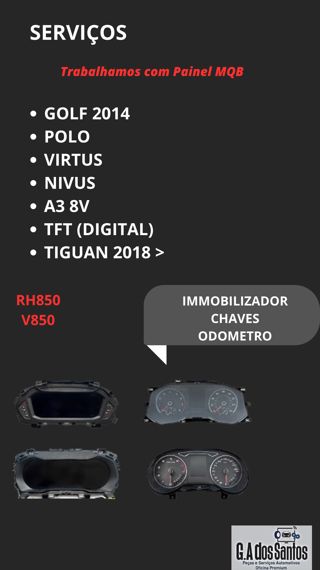 SERVICO - TROCA PAINEL DE GOLF A3 TIGUAN ALL TFT MQB RH850