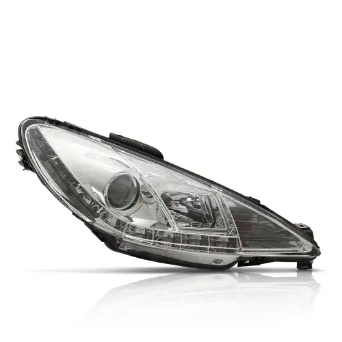 Farol Peugeot 206 2004 em diante Cromado Elétrico Duplo com LED Lado Direito