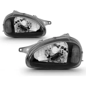 Farol Corsa 2001 em diante Mascara Negra Carcaca Cinza Lado Esquerdo