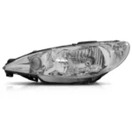 Farol Peugeot 206 2004 em diante Cromado Liso Simples Lado Esquerdo